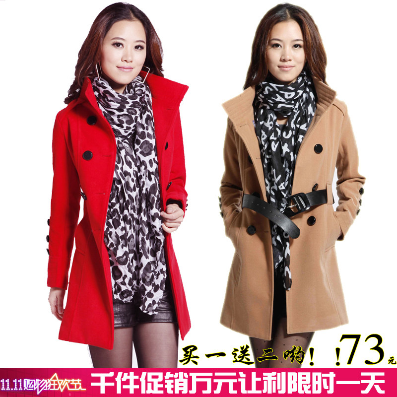 2013 spring new Korean temperament slim Barret collar trench coat women's coat sale sent scarf