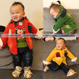  冬装新款男童韩版童装儿童 灯芯绒加绒衬衫