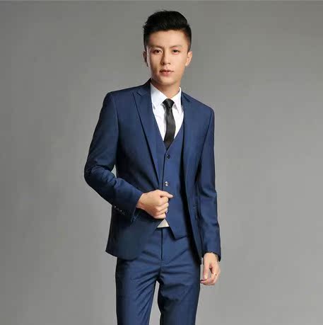 秋冬结婚礼服男士韩版修身西服套装潮男式时尚休闲西装套装三件套 秋冬结婚礼服男士韩版修身西服套装潮男式时尚休闲西装套装三件套