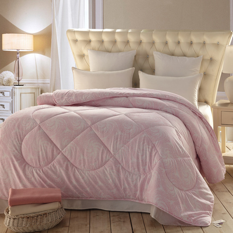 罗兰家纺 涤磨毛 珍品春秋被 粉色 被子被芯 抗菌处理