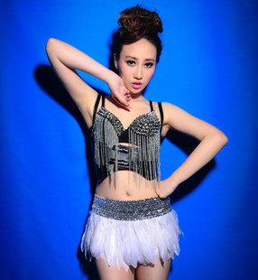 ds演出服亮片腰带羽毛短裙 <em>欧美</em>夜店<em>女歌手爵</em>