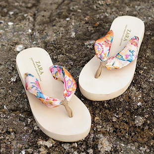  包邮波西米亚人字拖鞋夏季防滑女士中跟坡跟厚底凉拖夹脚沙滩凉鞋