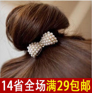  韩版新款发饰甜美可爱儿童珍珠蝴蝶结发圈发绳韩国百搭头饰品
