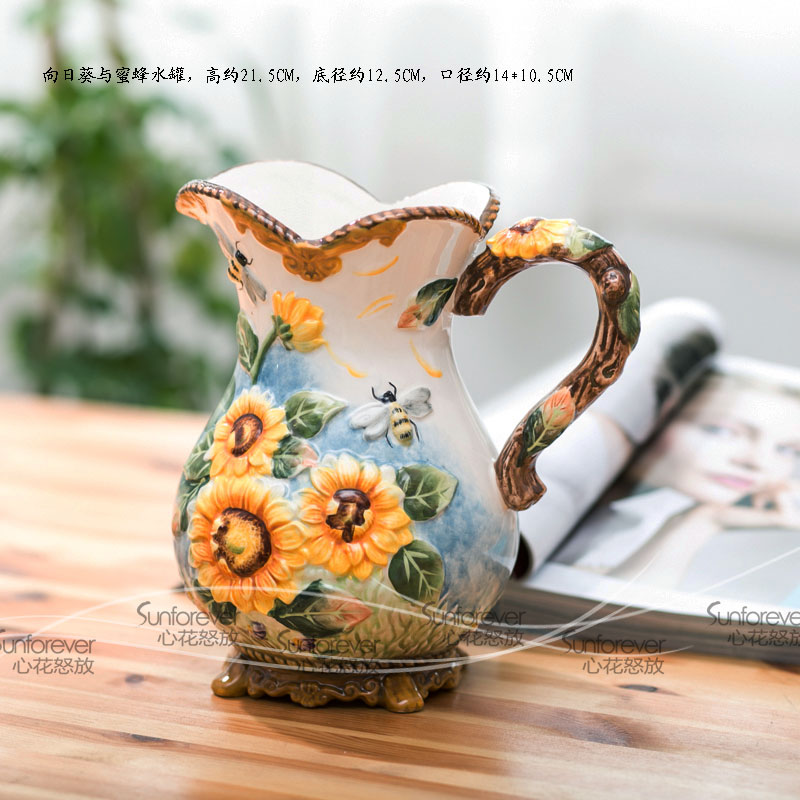 欧式田园家居装饰品结婚礼物客厅摆设工艺品假花花瓶陶瓷花瓶摆件 欧式田园家居装饰品结婚礼物客厅摆设工艺品假花花瓶陶瓷花瓶摆件