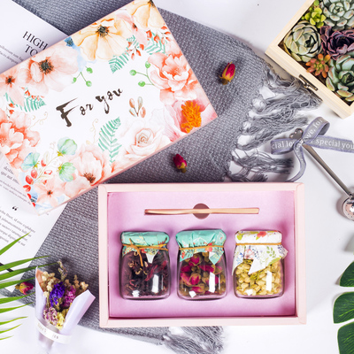 玫瑰花茶组合玻璃瓶装花茶礼物美容养颜茶礼盒装