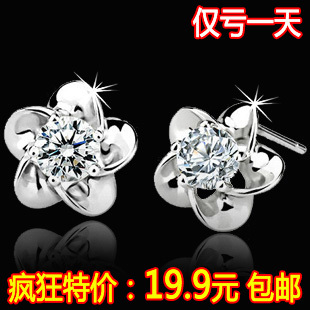  银耳钉 专柜纯银正品 925纯银女 绽梅耳钉 韩国可爱耳饰品 防过敏