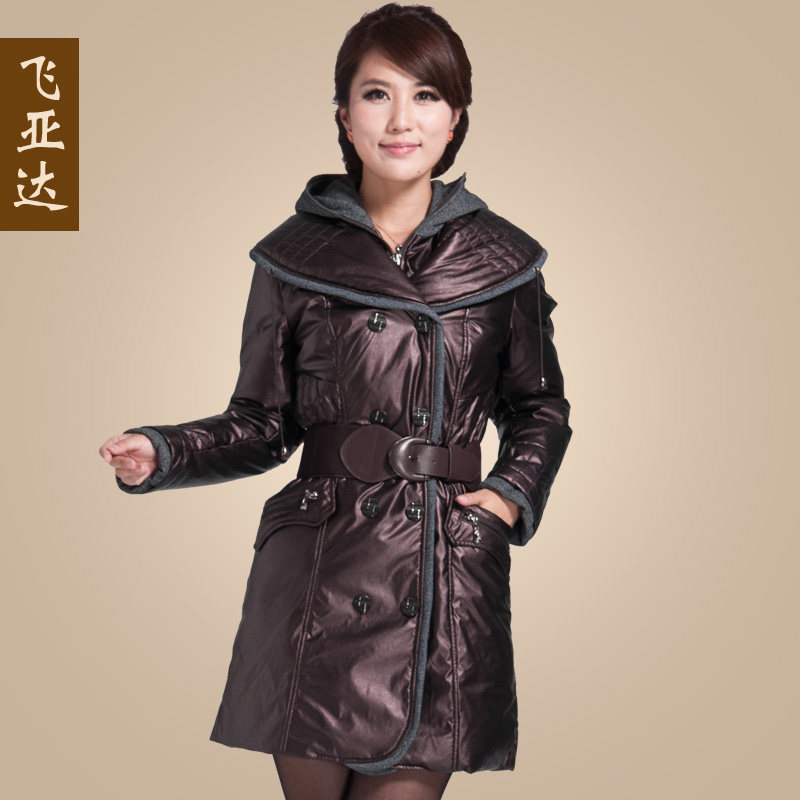 【团促折扣】飞亚达女士羽绒服女修身长款羽绒外套女冬装双层领