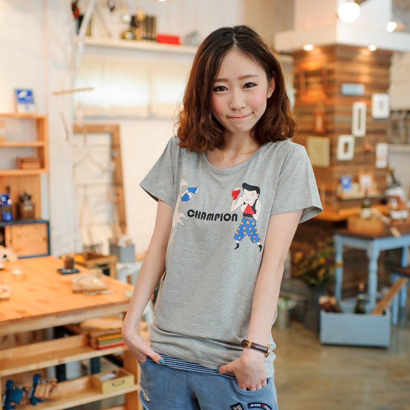 卡通休闲短袖t恤女韩版...