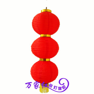  10寸串灯广告冬瓜灯笼折叠绸布*日韩圆灯笼批发3连串灯婚庆必备品