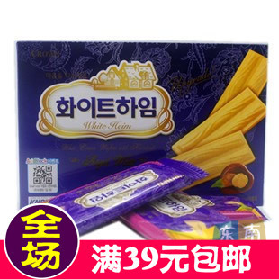  韩国进口 crown可拉奥榛子奶油蛋卷 奶油榛子瓦饼干142g