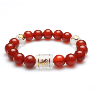  开光属龙和蛇 普贤菩萨申巳本命符红玛瑙手链女士招财旺贵人辟邪