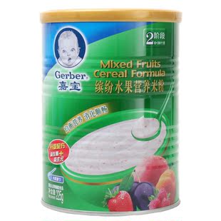  【满150减10 买6送2】嘉宝缤纷水果米粉2段 Gerber米糊 2罐包邮