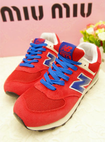 2013新款韩版N字上脚红色圆头跑步鞋系带低帮男女鞋子休闲运动鞋
