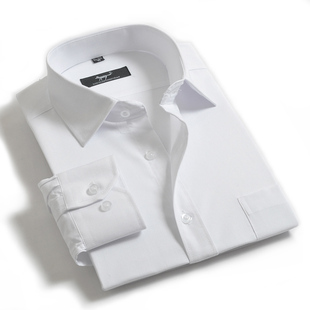  七匹狼春款新品  男装纯白色工作服衬衣男士应聘高棉免烫长袖衬衫