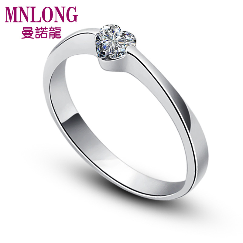 曼诺龙 s925纯银 锆石戒指 心之吻 女款戒指订婚结婚戒指免费刻字 曼诺龙 s925纯银 锆石戒指 心之吻 女款戒指订婚结婚戒指免费刻字
