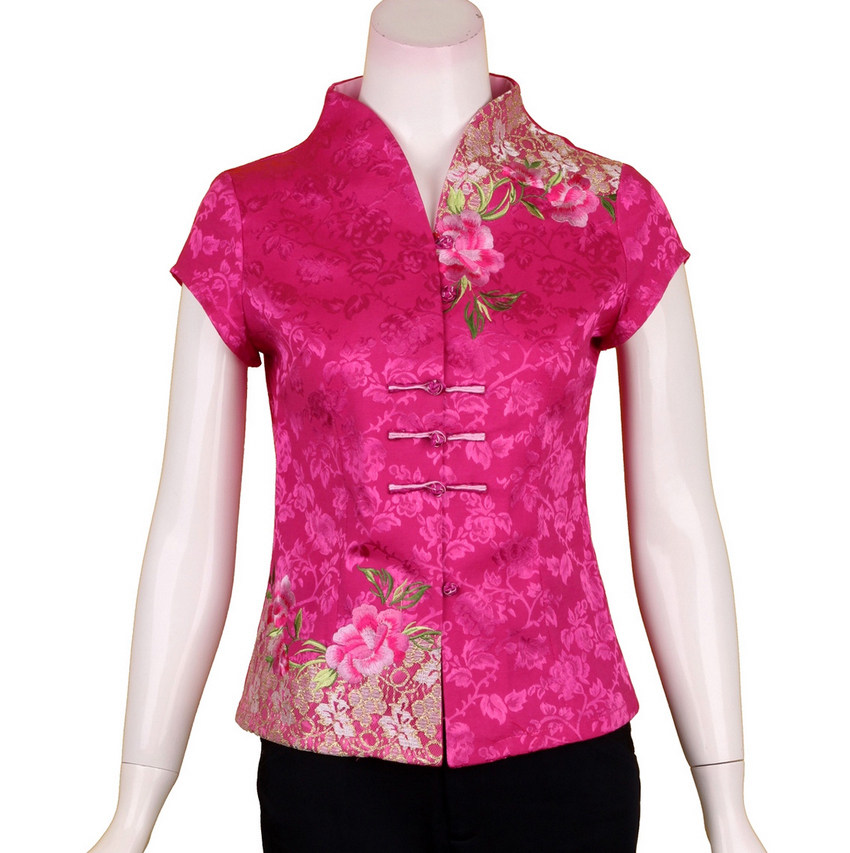 Clothing ladies summer dress clothes for middle-aged and elderly women middle-aged MOM with ethnic Chinese improvement for the wind t-shirt short sleeve shirt MI