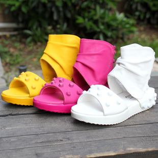  夏季女童凉鞋 韩版铆钉露趾磨术贴高帮儿童罗马大童凉鞋靴子