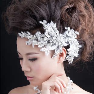  水舞韩式手工同款新娘头饰结婚发饰婚纱配饰品 浮花 水钻蕾丝头花