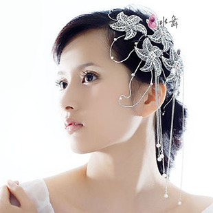  水舞 韩式华贵流苏水钻新娘头花头饰发饰皇冠结婚纱配饰品 礼盒装