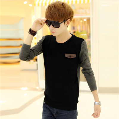 秋冬新款男士时尚休闲套头<em>毛衣男韩版</em>修身圆领