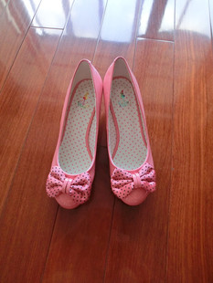 鞋柜女鞋粉红波点甜美单鞋平底蝴蝶结甜美单鞋