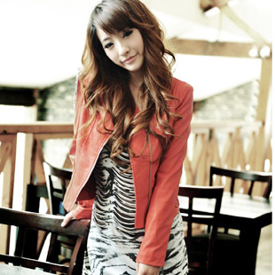 韩版水洗皮修身气质淑女...