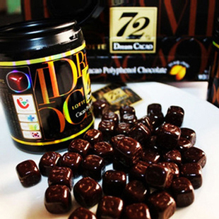  进口食品 巧克力 韩国乐天72 纯黑巧克力96g 罐装