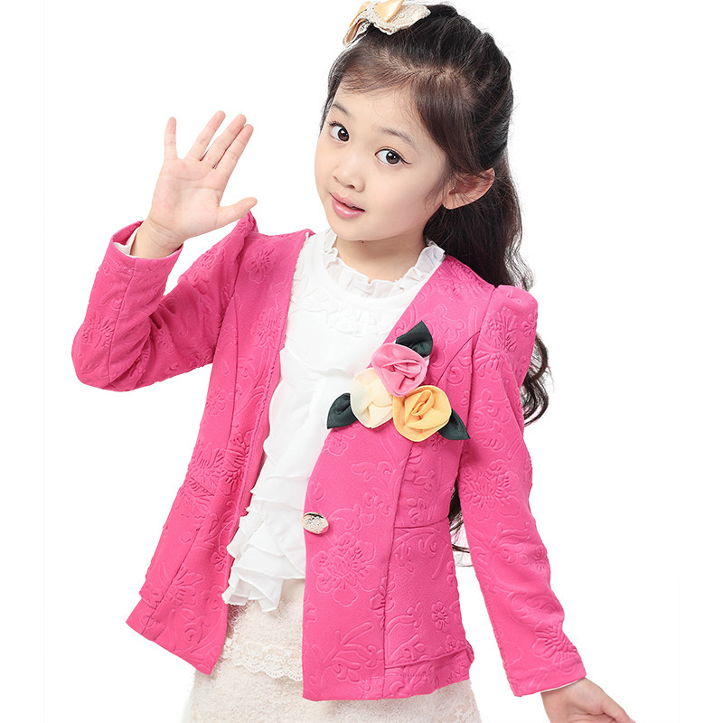 招财熊童装2014<em>春装</em>新款<em>女童外套</em>韩版纯色大