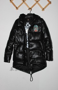  冬季新款paul frank大嘴猴正品 连帽长款羽绒服女 加厚125601包邮
