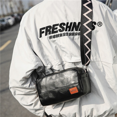 韩版复古潮流时尚百搭斜挎包男士潮牌PU皮学生单肩包个性休闲小包