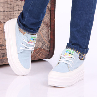  包邮新款超厚底鞋增高帆布鞋女韩版松糕鞋高跟女鞋韩版潮低帮板鞋