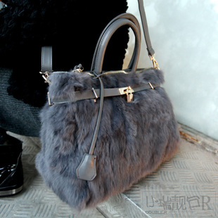欧美复古女包冬季皮草...