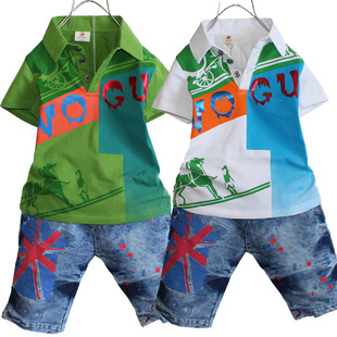  B19童装男童夏装新款套装原创短袖T恤中小童纯棉儿童套装特价