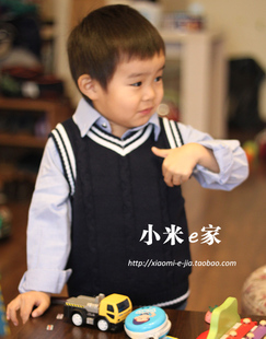  外贸男童儿童装V领针织棉毛线马甲背心坎肩