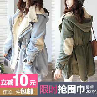  秋冬加厚保暖棉衣 女 中长款 韩版工装棉衣服外套女2色20476