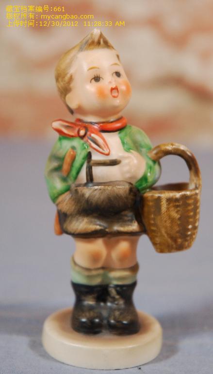 西洋瓷器德国喜姆娃娃Hummel乡村男孩 古董瓷