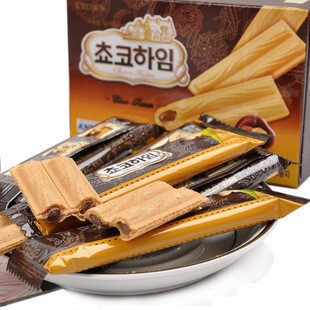  韩国进口零食品crown可拉奥/可瑞安142g巧克力蛋卷榛子瓦饼干