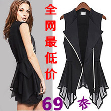 Spring coat Korean female European and American fashion summer chiffon vest waistcoat vest zipper Slim large size women