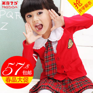  米奇丁当童装女童春装儿童学院风套装日韩版长袖公主裙子套装