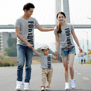  亲子装夏装款韩版时尚亲子装夏装全家装亲子服一家三口母子装