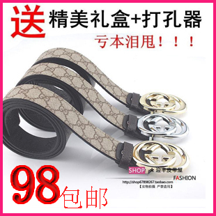  新款Gucci古驰皮带酷奇腰裤带真皮牛皮男士女式双G休闲皮带
