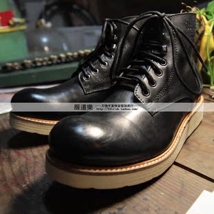  服道乐原创  职人手造老式工装男靴 意大利VIBRAM鞋底