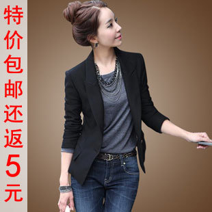  秋冬新款韩版女装 时尚显瘦OL职业装 短款修身女士西装小西服外套
