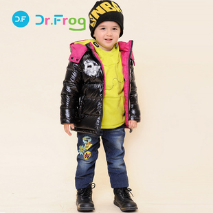 博士蛙儿童羽绒服90白鸭绒男童装宝宝短款羽绒服【DR.FROG】包邮