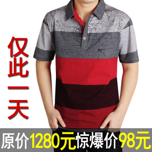  新款 专柜正品男装全电脑印花短袖t恤男 半袖衣服  深蓝色
