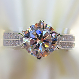  大促销 鸽子蛋SONA宝石戒指2克拉大钻戒食指戒指女夸张潮流宫廷