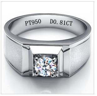  特价PT950仿真钻石戒指男韩版时尚潮人男sona钻戒实心版白金工艺