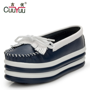   新款 松糕鞋 流苏 小白鞋 单鞋 真皮女鞋 校园风 英伦风 205