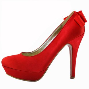  【天天特价】新娘鞋红色高跟婚鞋伴娘鞋结婚鞋红底宴会蕾丝鞋包邮