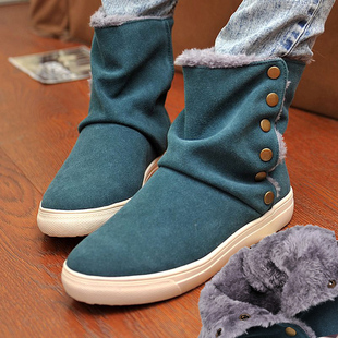  冬季热卖韩版潮流男靴户外工装靴棉鞋雪地马丁靴磨砂高帮流行男鞋